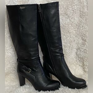 Big Star Elegant Black Leather Heeled Boots